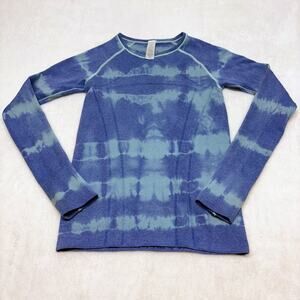 Ivivva Blue Tie Dye Stripe Swiftly Fly Tech Long Sleeve Top Girls Size 10